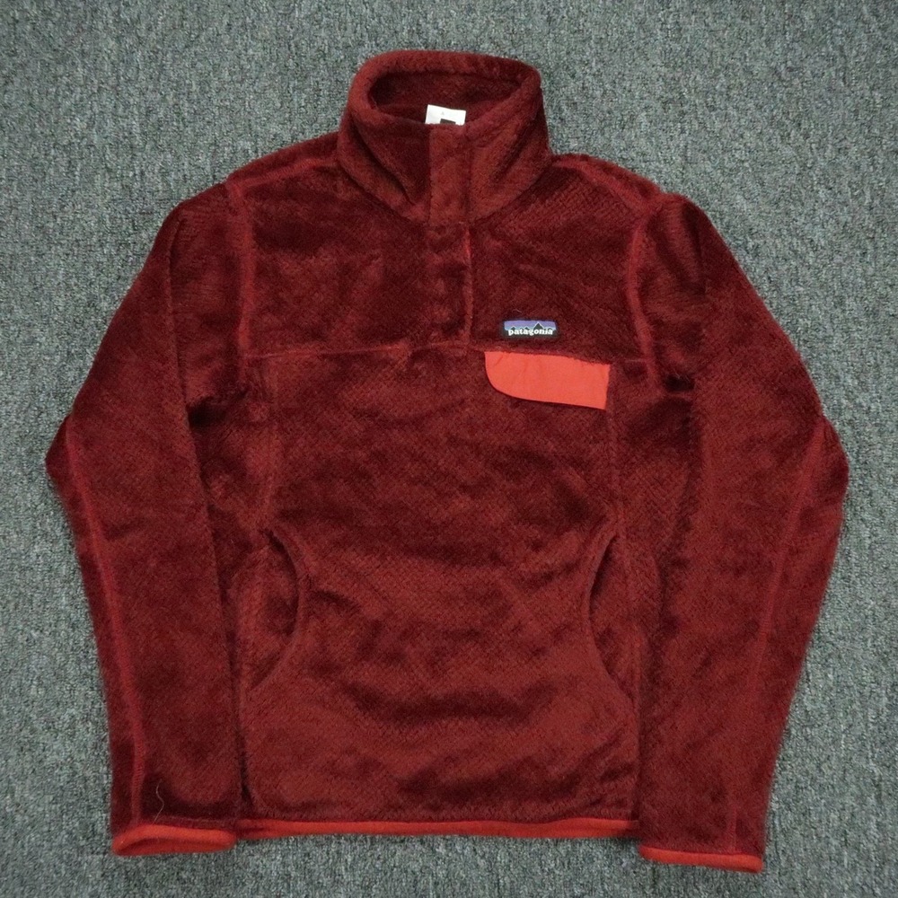 Patagonia Sweater Womens XS Red Re-Tool Snap-T Pullover Pockets Fleece